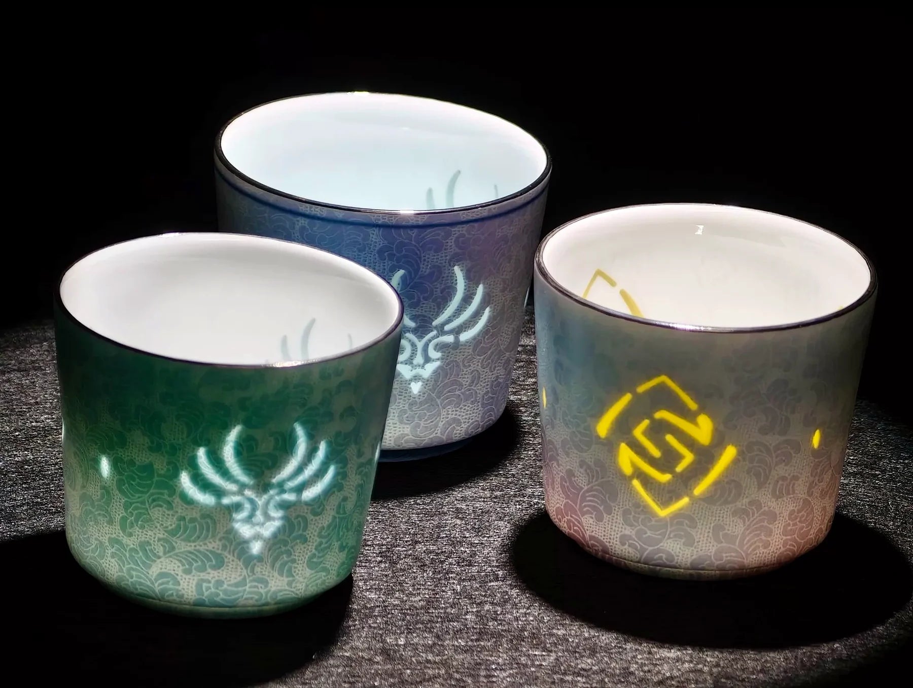 Genshin Impact Inspired Elemental Porcelain Cup | Anemo & Geo Platinum-Rim Editions