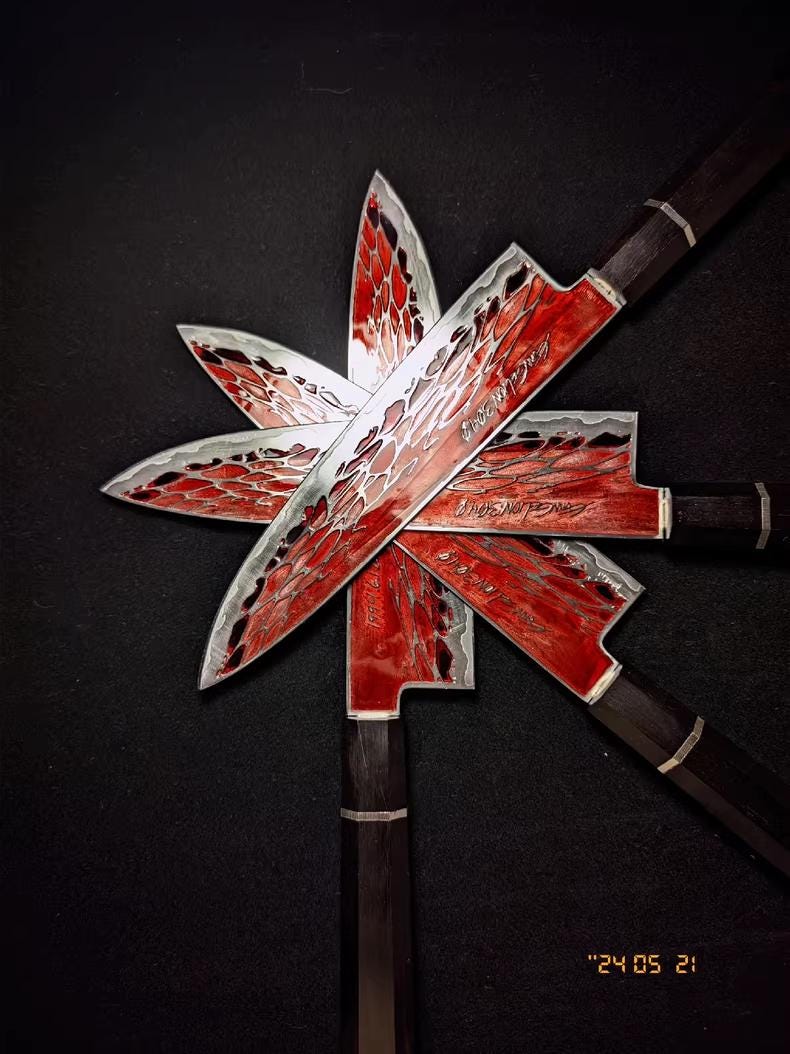 Evangelion LCL Ocean Theme - 36cm Japanese Chef's Knife, Deep-Etched Enamel & Transparent Glaze, Unique Text Customization