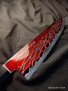 Evangelion LCL Ocean Theme - 36cm Japanese Chef's Knife, Deep-Etched Enamel & Transparent Glaze, Unique Text Customization