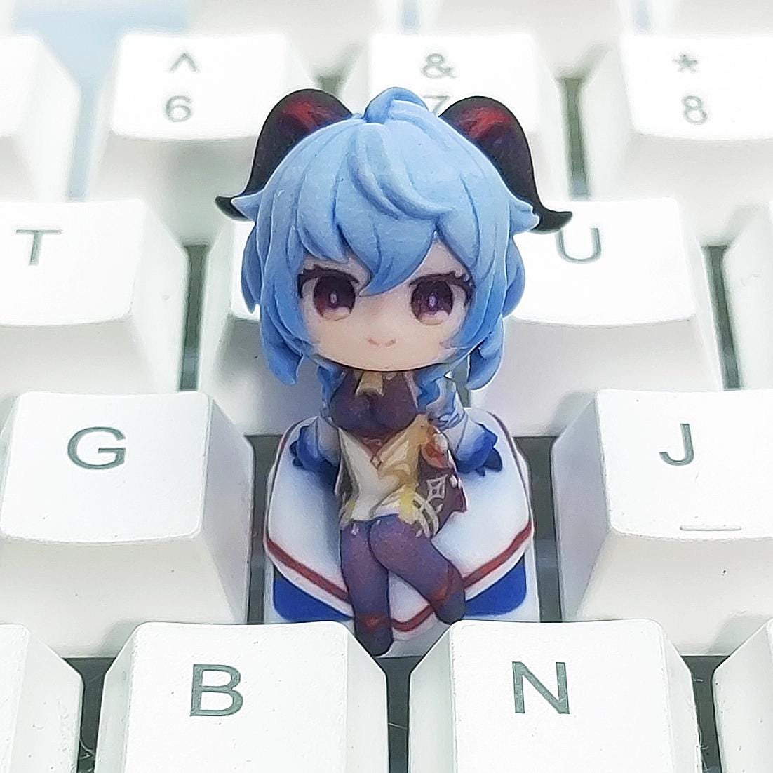 Genshin Impact Ganyu Chibi-Figure Keycap, Desk Decor | Universal Keycap Fit