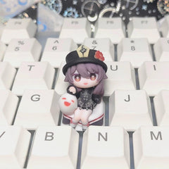 Genshin Impact Hutao Chibi-Figure Keycap, Desk Decor | Universal Keycap Fit