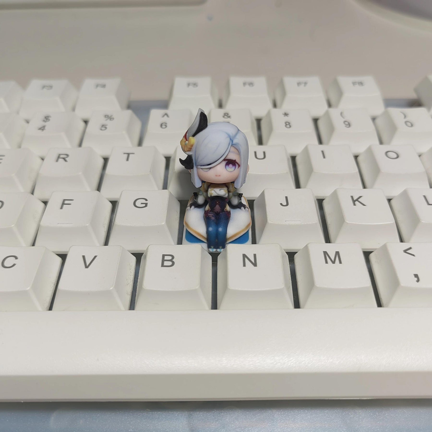 Genshin Impact Shenhe Chibi-Figure Keycap, Desk Decor | Universal Keycap Fit