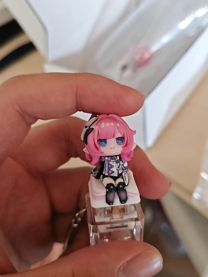 Honkai Star Rail Elysia Chibi-Figure Keycap, Desk Decor | Universal Keycap Fit