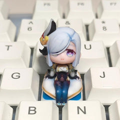 Genshin Impact Shenhe Chibi-Figure Keycap, Desk Decor | Universal Keycap Fit
