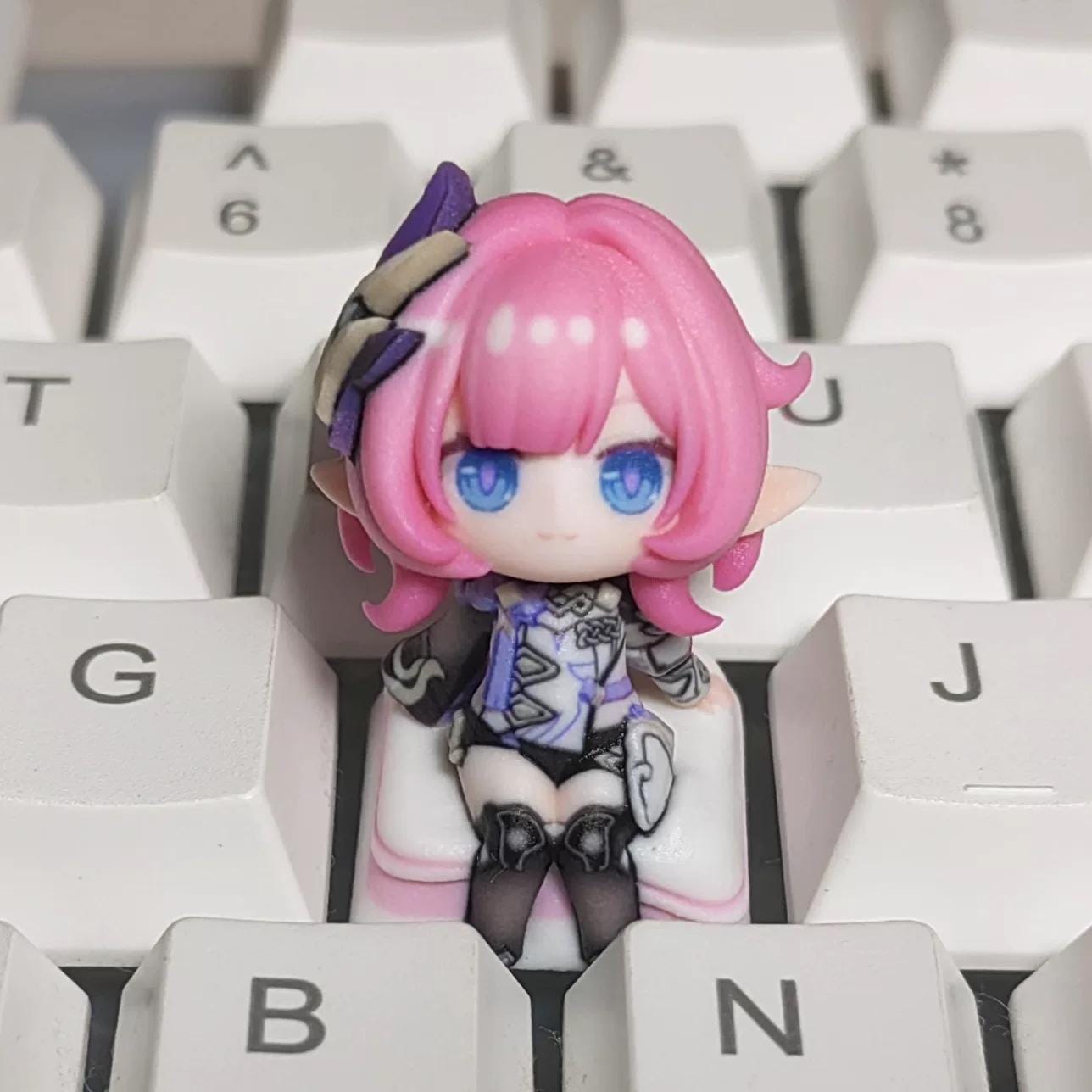 Honkai Star Rail Elysia Chibi-Figure Keycap, Desk Decor | Universal Keycap Fit