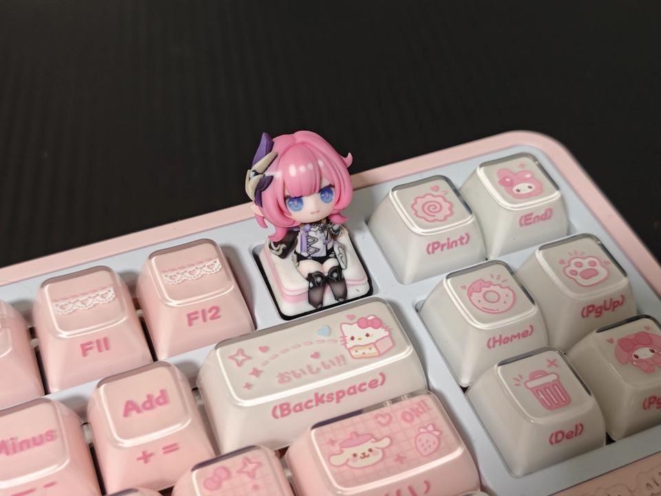 Honkai Star Rail Elysia Chibi-Figure Keycap, Desk Decor | Universal Keycap Fit
