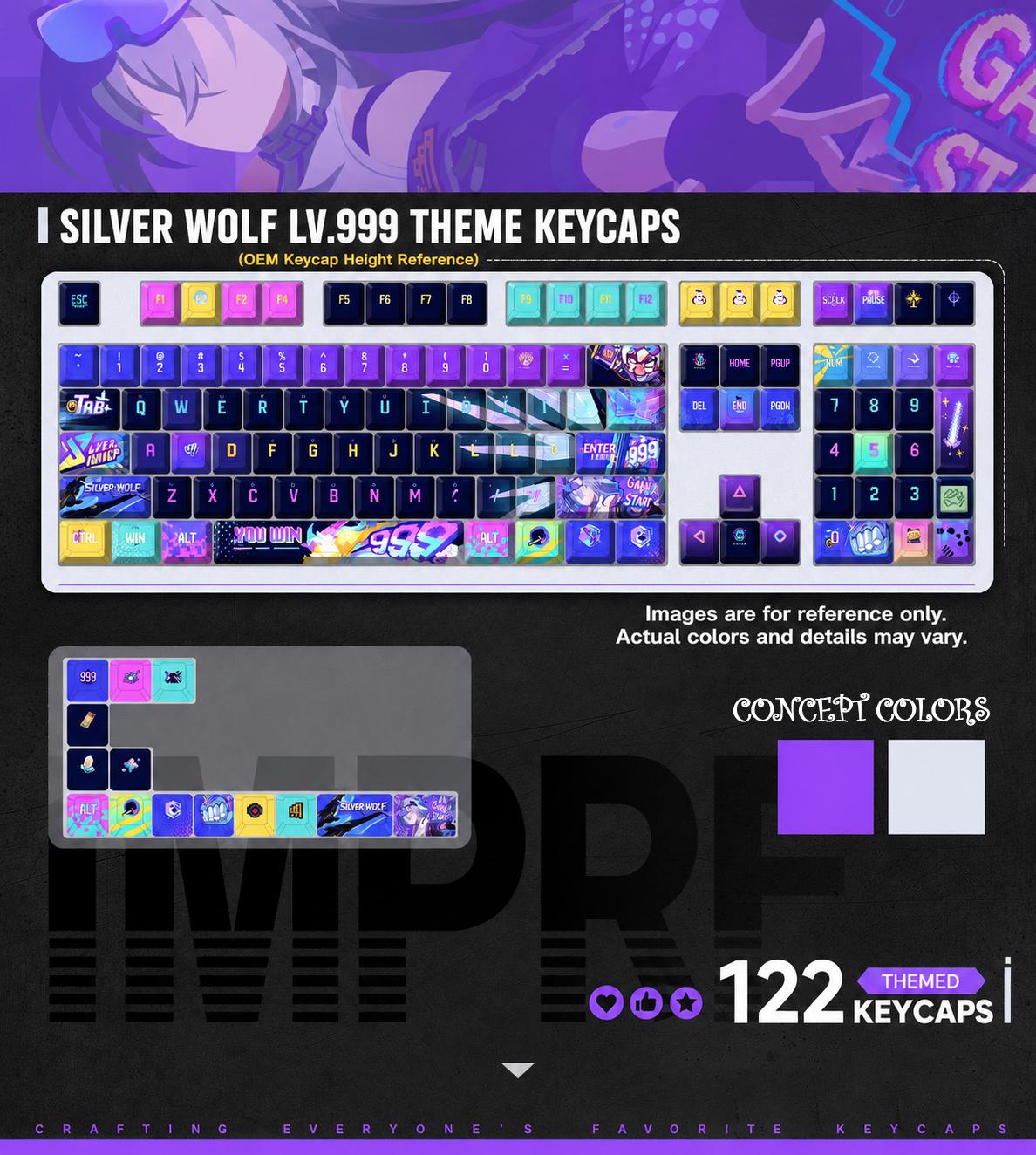 Honkai Star Rail Keycap Set - Silver Wolf Lv.999 | 122 Keys Custom Set | Cherry Profile | Top Printed