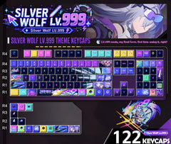 Honkai Star Rail Keycap Set - Silver Wolf Lv.999 | 122 Keys Custom Set | Cherry Profile | Top Printed