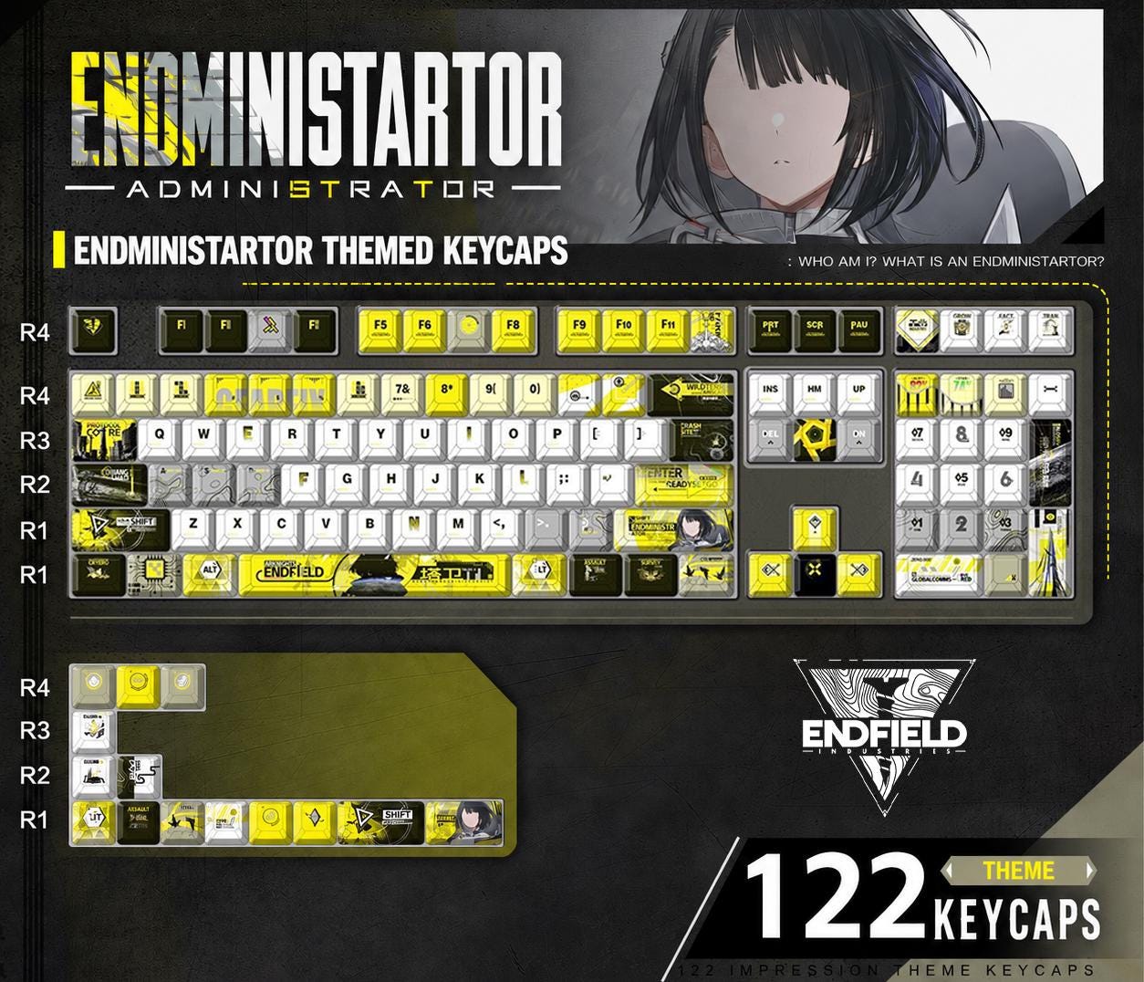 Arknights Endfield Keycap Set - Endministrator 122 Keys Custom Set | Cherry Profile | Top Printed