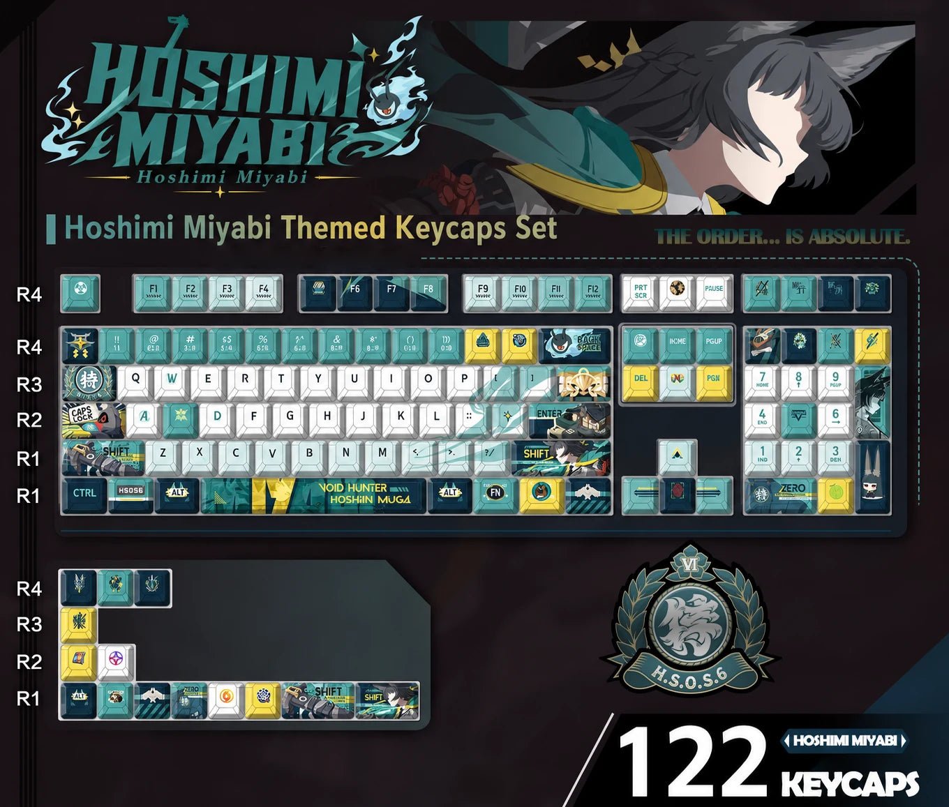 Zenless Zone Zero Keycap Set | Hoshimi Miyabi 122-Key PBT Custom Keyboard Keycaps - KSS ANIMEZenless Zone Zero Keycap Set | Hoshimi Miyabi 122-Key PBT Custom Keyboard Keycaps