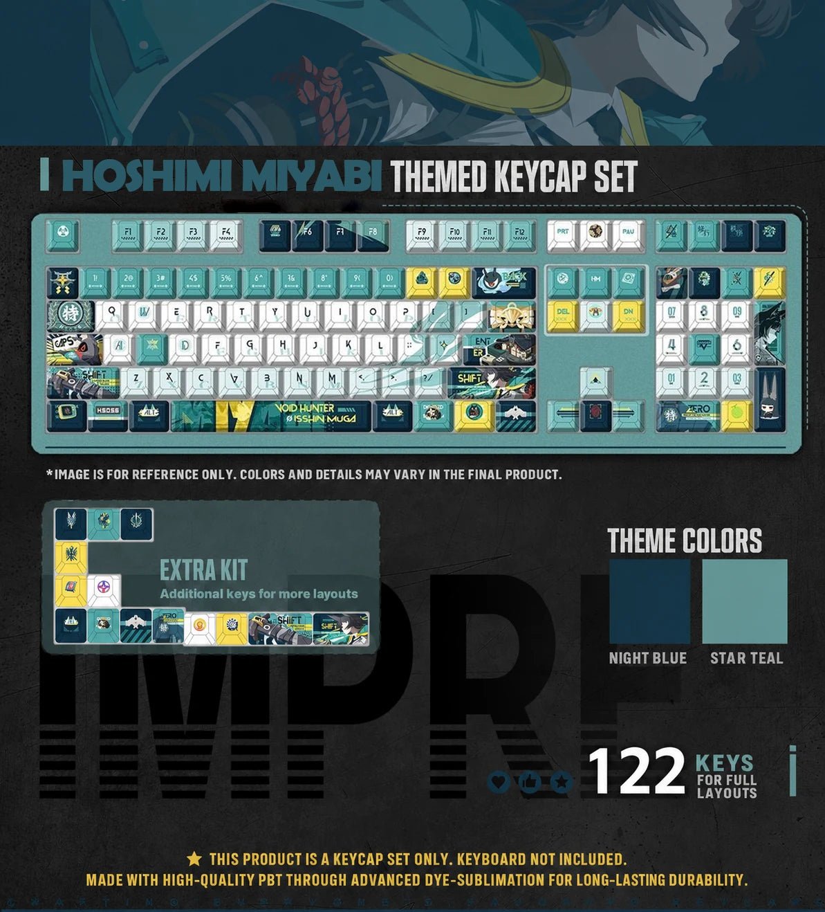 Zenless Zone Zero Keycap Set | Hoshimi Miyabi 122-Key PBT Custom Keyboard Keycaps - KSS ANIMEZenless Zone Zero Keycap Set | Hoshimi Miyabi 122-Key PBT Custom Keyboard Keycaps
